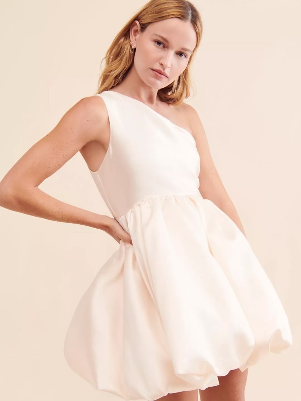 Aureta Kyla Mini Dress One Shoulder NWT Neutral Women's Size Medium